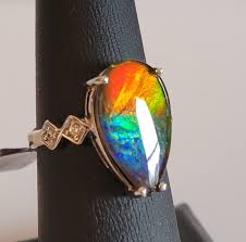 Ammolite 10K Gold Ring, Genuine Ammolite Triplet(18x 11) mm, Size 7, Certificate | eBay