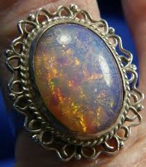 ART DECO VINTAGE 0.925 STERLING SILVER 1" FOIL ART GLASS BAND RING SIZE 7.25 | eBay