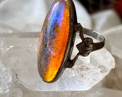 Art Deco Dragons Breath Art Glass Sterling Silver Antique Ring - Etsy