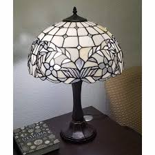 23" Stained Glass Two Light Flowery Vintage Accent Table ...