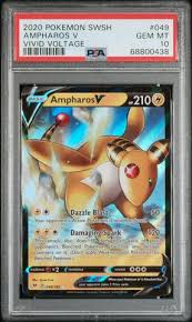 2020 Pokemon Sword & Shield Vivid Voltage 049 Ampharos V PSA 10 | GameStop