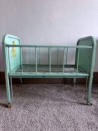Vintage Toy : 1950s AMSCO Metal DOLL-E-CRIB Adjustable Side Rail Teal Aqua Blue Deer Fawn Decals Play House Baby Doll Pet Bed Wood Wheels - Etsy