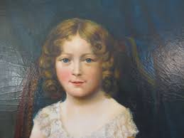 Antique Portrait of Young Girl With Daisies Painting | Chairish