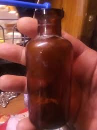 Vintage Small Brown Glass Cork Top Antique Bottle - Country ...