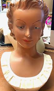 vintage head vase bust by Ralph Dell Osso 9.5" chalkware USA ...