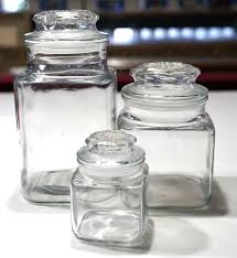 Set of 3 Clear Glass Apothecary Jars Canisters With Lids | eBay