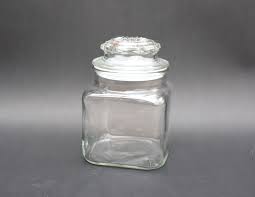 Vintage 6.5" H Clear Glass Jar With Lid | Anchor Hocking ...