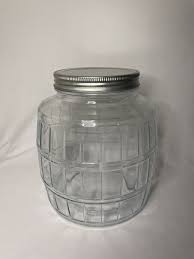 Vintage Clear Glass Barrel Shaped Pickle Jar With Lid. | eBay