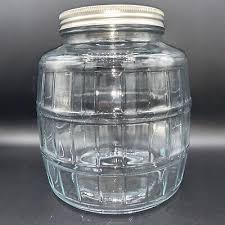 DEPRESSION ERA LARGE GLASS BARREL PICKLE JAR - 8 ...