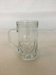 Vintage Beer Mug, clear with panel design, ribbed top, 5 ...