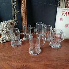 6 MINI MUGS in Vintage French Glass, Liqueur Glasses - Etsy