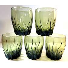 Vintage Anchor Hocking Green Swirl Tumbler Lowball Glasses Barware Set of 5 - Etsy