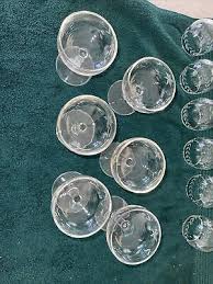 6 VINTAGE ETCHED STARFLOWER W LEAVES FOOTED GLASSES 4” T 3 1 ...