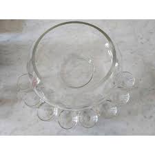 Mid-Century Glass Punch Bowl Set- 9 Pieces | Chairish
