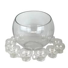 Vintage Crystal Punch Bowl Set with 12 Cups and Ladle ...