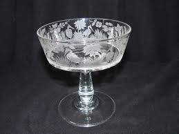 Flamingo Habitat compote clear with etching Hobbs Brockunier ...