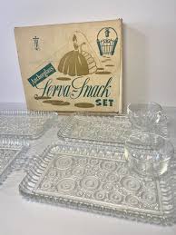 Vintage 1950s Anchor Hocking Glass Colonial Lady Serva-snack ...