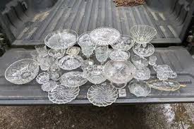 Vintage Cut Glass Lot Plates Cake Stand Cups Trays Bowls ...