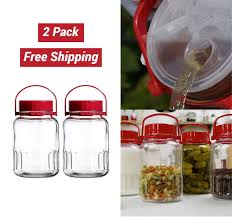 1 Gal Glass Jar With Lid Wide Mouth Airtight Plastic Pour ...