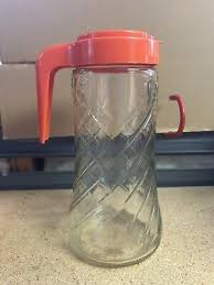 Vintage 70's Tang 9"Tall Clear Glass Pitcher Orange Lid ...