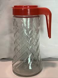 Vintage TANG Pitcher Glass with Orange Plastic Lid by Anchor ...