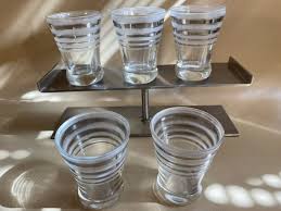 Vintage Lot Of 5 Clear Silver Large Shot Glasses Barware Drinking Glasses | eBay
