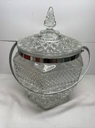 Anchor Hocking Vintage Glass Ice Bucket With Silver Plated ...