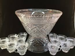 Anchor Hocking WEXFORD Punch Bowl w/Stand & 12 Cups | eBay