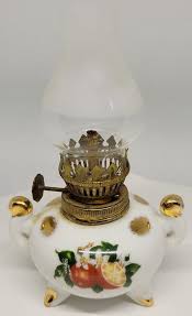 Miniature KENMAR Vintage Milk Glass Oil Lamp Ceramic 5.5 ...