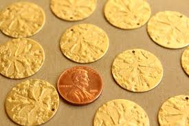 Buy 4 Pc. Raw Brass Textured Dragonfly Fossil Disc Charms ...