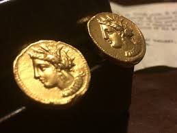 Vintage Queen of the Underworld Gold Coin Statement Cufflinks - Persephone - Alva Museum Replicas - Greek Cuff Links Original Box Paperwork - Etsy