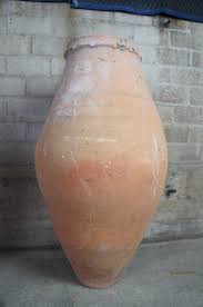 Antique Clay Amphora Vessel Floor Vase - 35" | Chairish