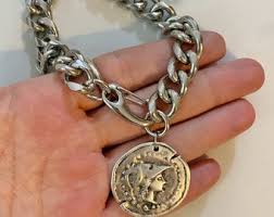 Coin Necklace, Ancient Coin Jewelry, Large Steel Thick Chain ...