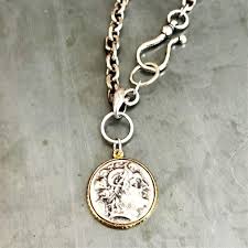 Roman Coin on Vintage Chain Necklace, Clearance