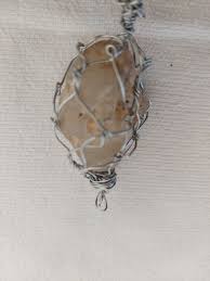 Unique Crystalized Rock Silver Tone Wire Pendant Women's ...