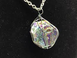 Rough Fluorite Purple Rainbow Stone Pendant Necklace ...