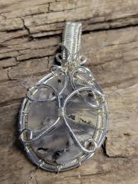 Moss agate and Silver Wire Wrapped Pendant Necklace – Quartz ...