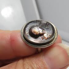 Vintage Cameo Abalone Shell Sterling Silver Ring. - Etsy