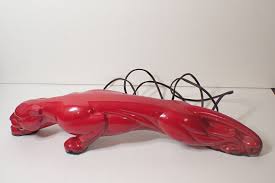 Rare Vintage Lane & Co Red Stalking Panther Tv Lamp Light Works - Etsy