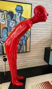 Modern decoration life-size fiberglass red Bowing man sculpture for Sale in San Antonio, TX - OfferUp