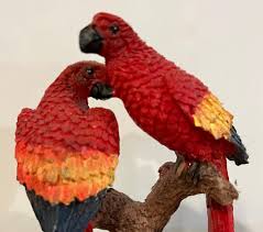 REALISTIC MACAW PARROT BIRDS ON BRANCHES RESIN STATUE MACAW ...