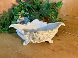 Vintage White Ornate Ceramic Planter | Atlantic Mold Planter ...