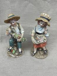 Young Couple Pair Ceramic Young People with Veggies and Flowers | eBay
