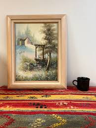 Vintage Rustic Cottage Oil Painting of a Country Scene in ...