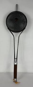 Vintage 31" Long-Handled Popcorn Popper Basket with Wood ...