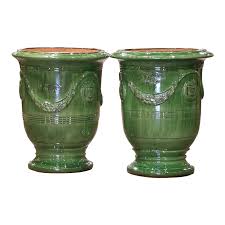 Early 21st Century French Handmade Green Glazed Terracotta ...