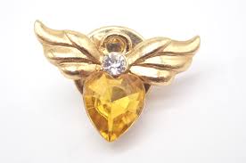 Gemstone Heart with Wings Gold Tone Vintage Lapel Pin | eBay