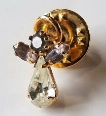 Bejeweled Guardian Angel Brooch Pin Vintage Brass Hat Tie ...