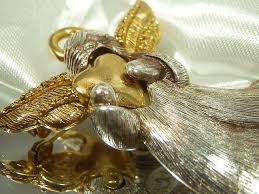 Liz Claiborne Signed Vintage 1980's Modernist Two Toned Angel Heart Brooch 130M9 | eBay