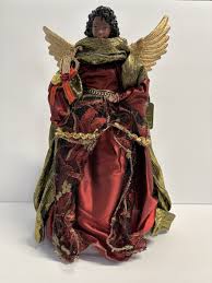 Santa's Workshop 3002 Aa Christmas Angel Tree Topper, 15" Tall, Red/Gold/Green | eBay